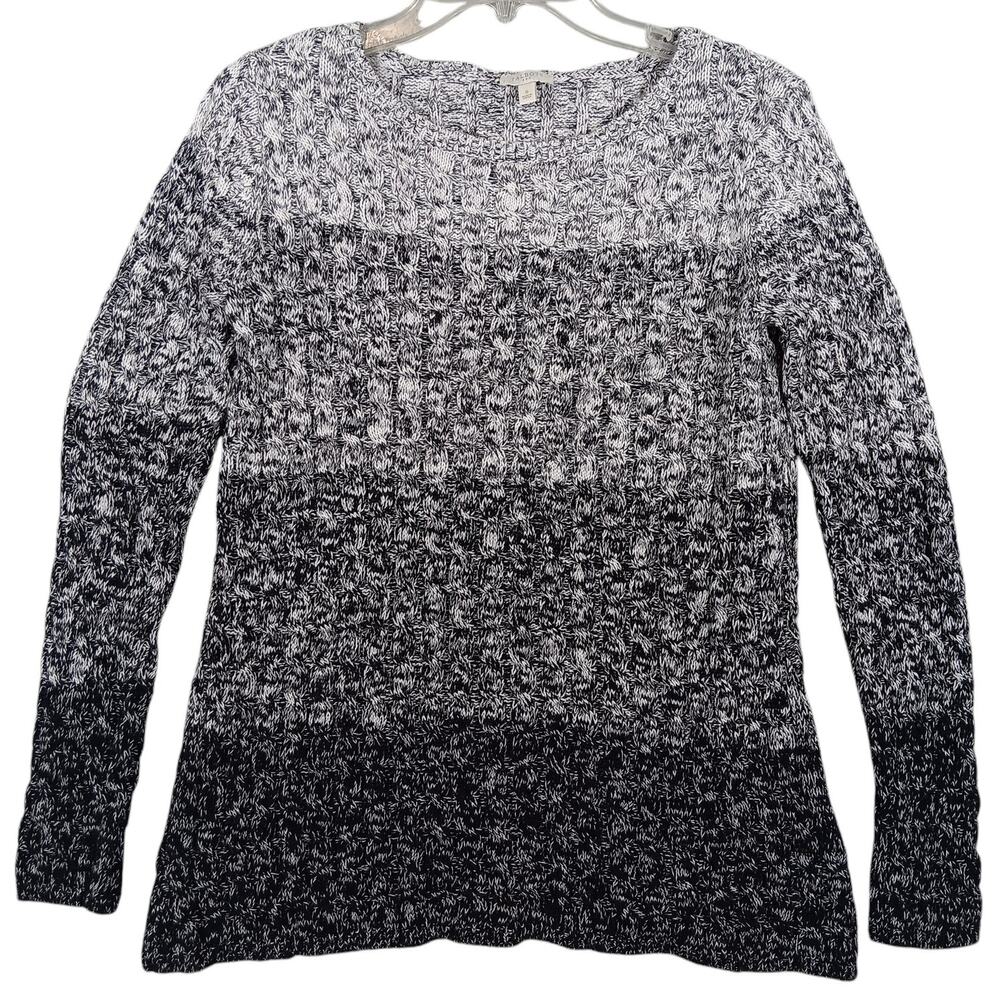 Talbots Sweater Top Marled Gray Colorblock Size Small Long Sleeve Round Neckline